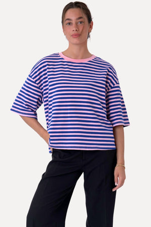 Zoe T-shirt - Blå/Ljusrosa
