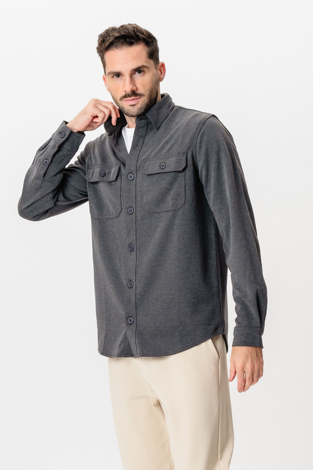 Performance Regular Overshirt - Kolgrå
