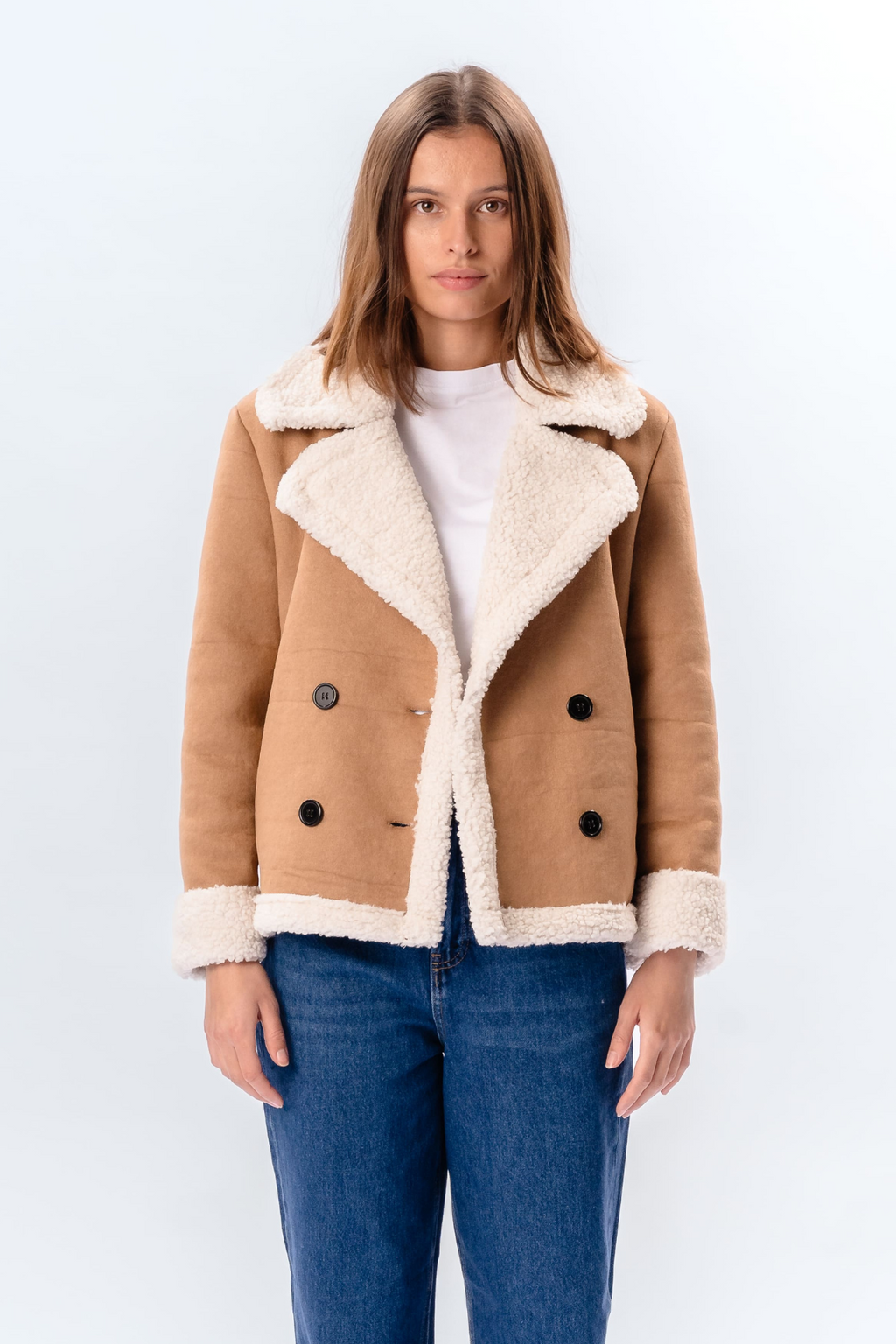 Shearling Kort Jacka - Beige
