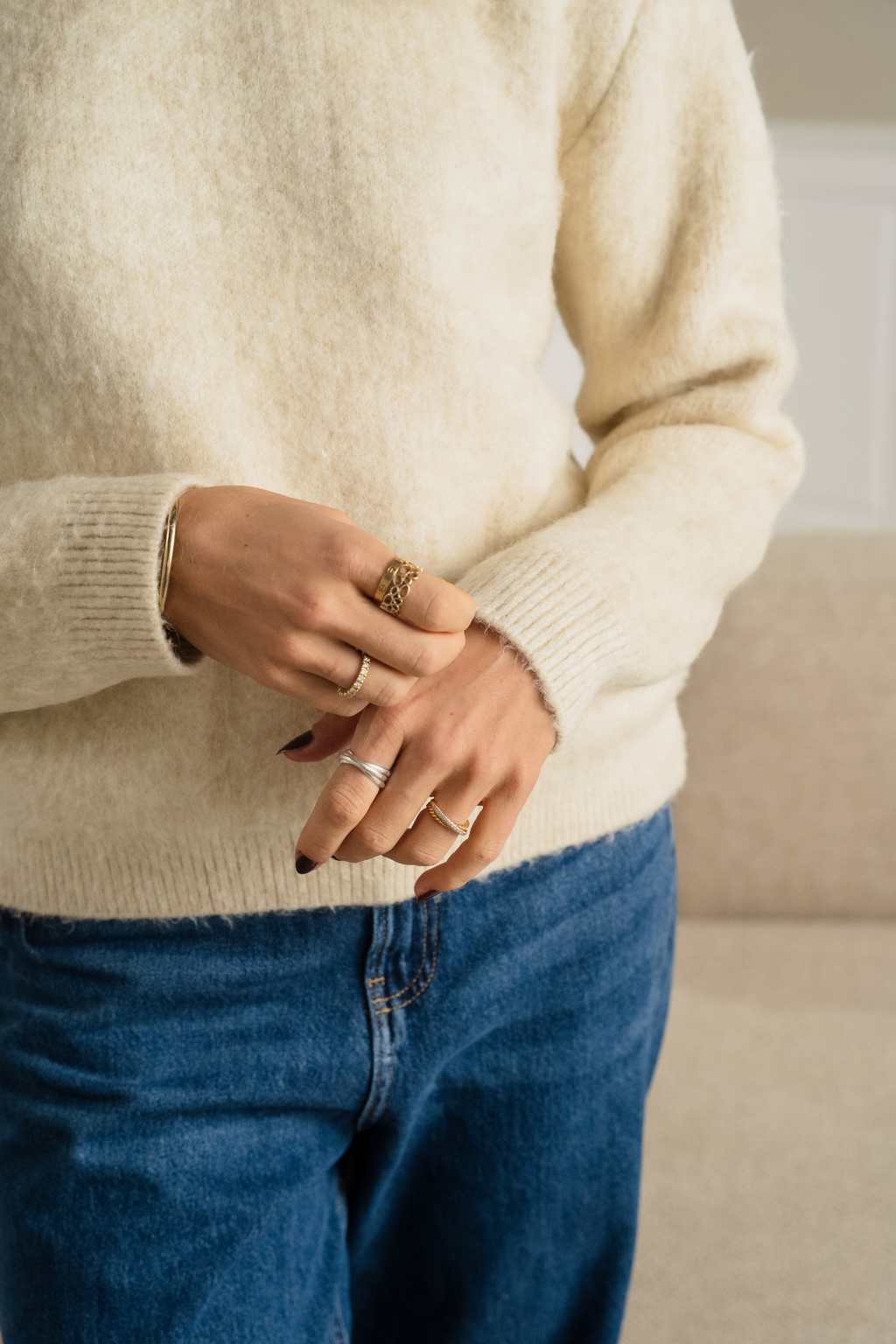 Hazel Stickad Tröja - Ecru