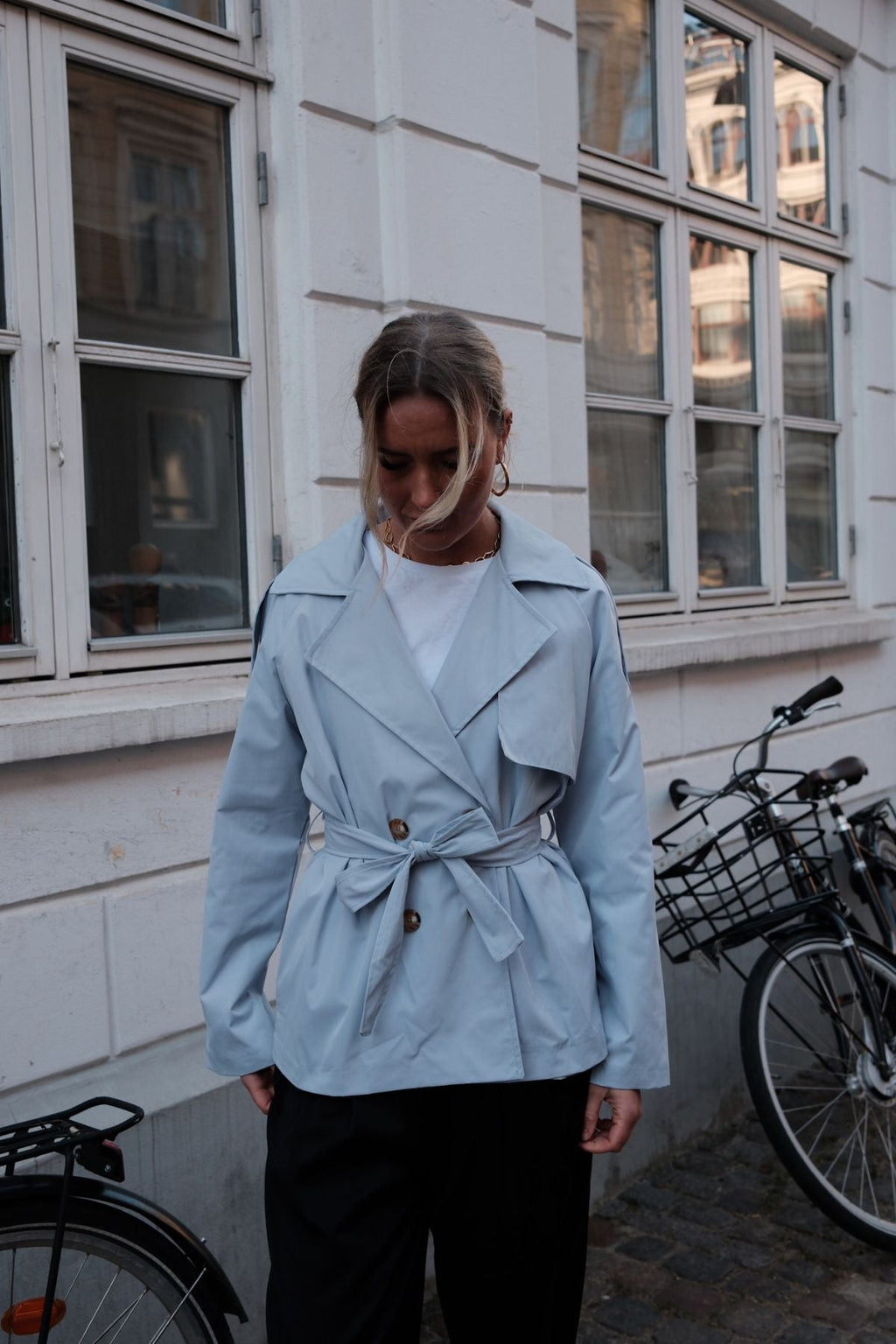 Sia Short Trenchcoat - ljusblå