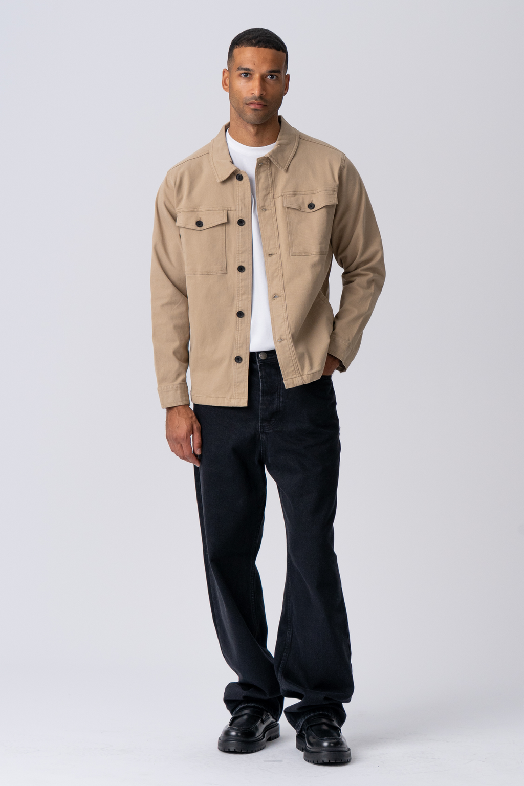 Twill Overshirt - Mörk Sand