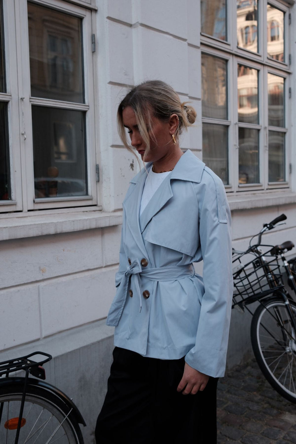 Sia Short Trenchcoat - ljusblå