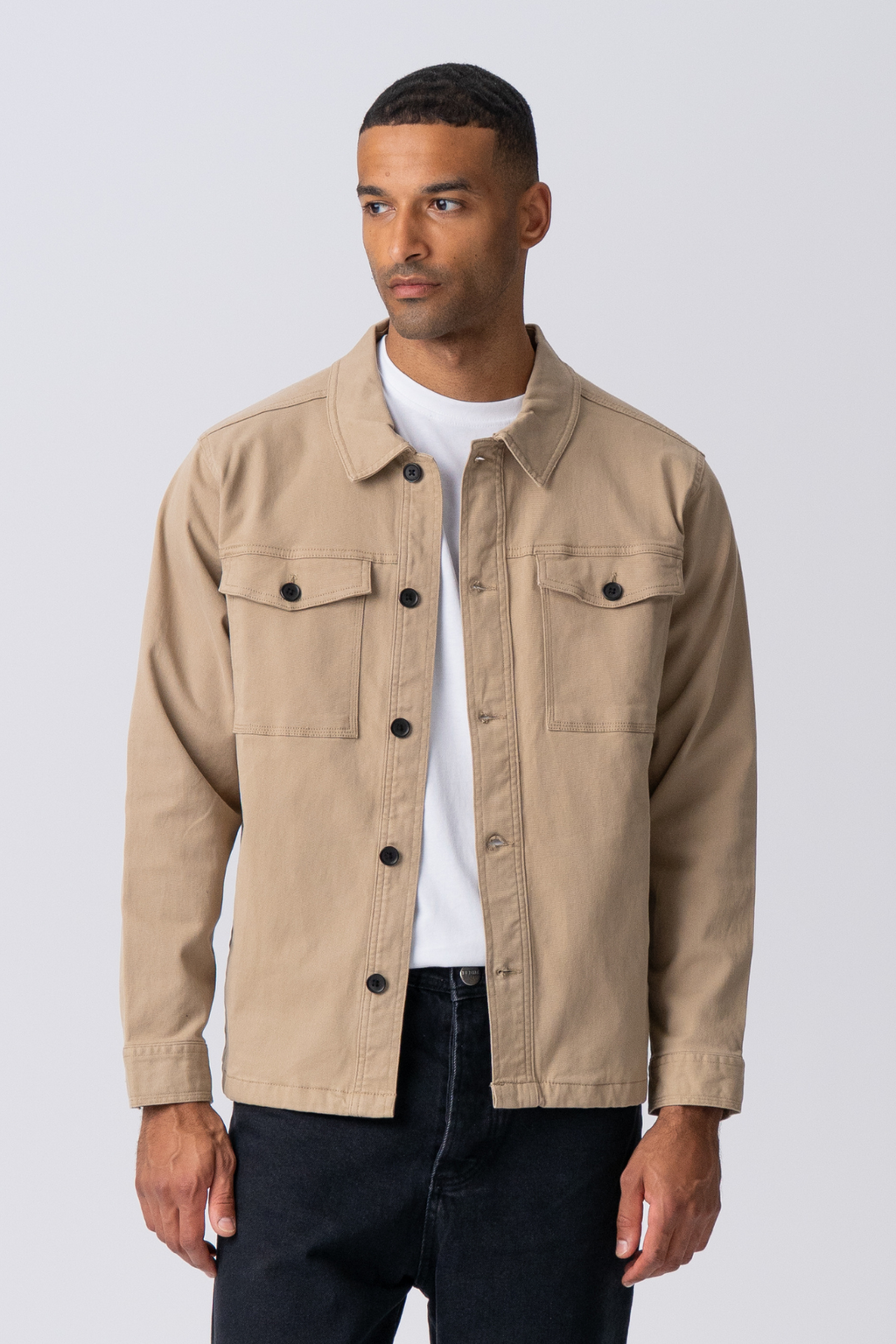 Twill Overshirt - Mörk Sand