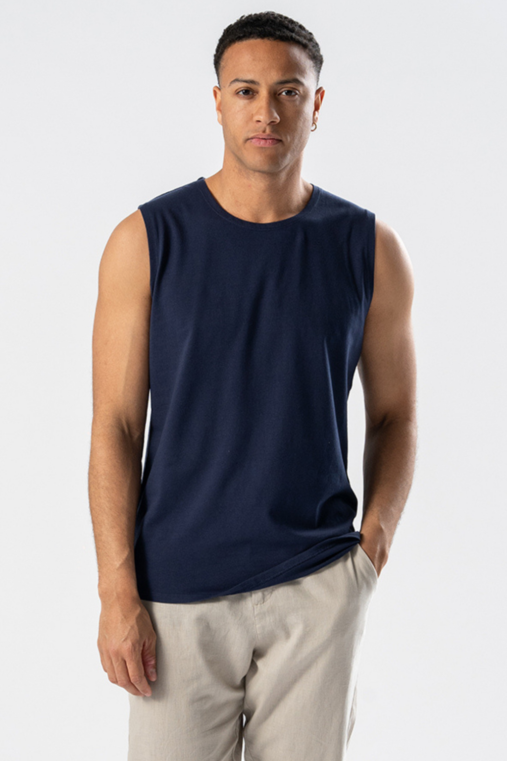 Sleeveless Tee - Marinblå