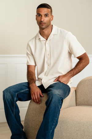 Stickad Skjorta - Beige