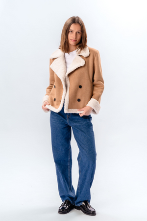 Shearling Kort Jacka - Beige