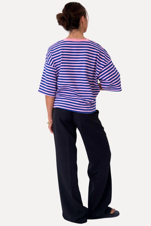 Zoe T-shirt - Blå/Ljusrosa