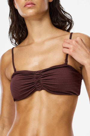 TEESHOPPEN Kaya Seersucker Bikinitopp - Deep Mahogany