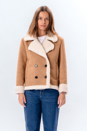 Shearling Kort Jacka - Beige