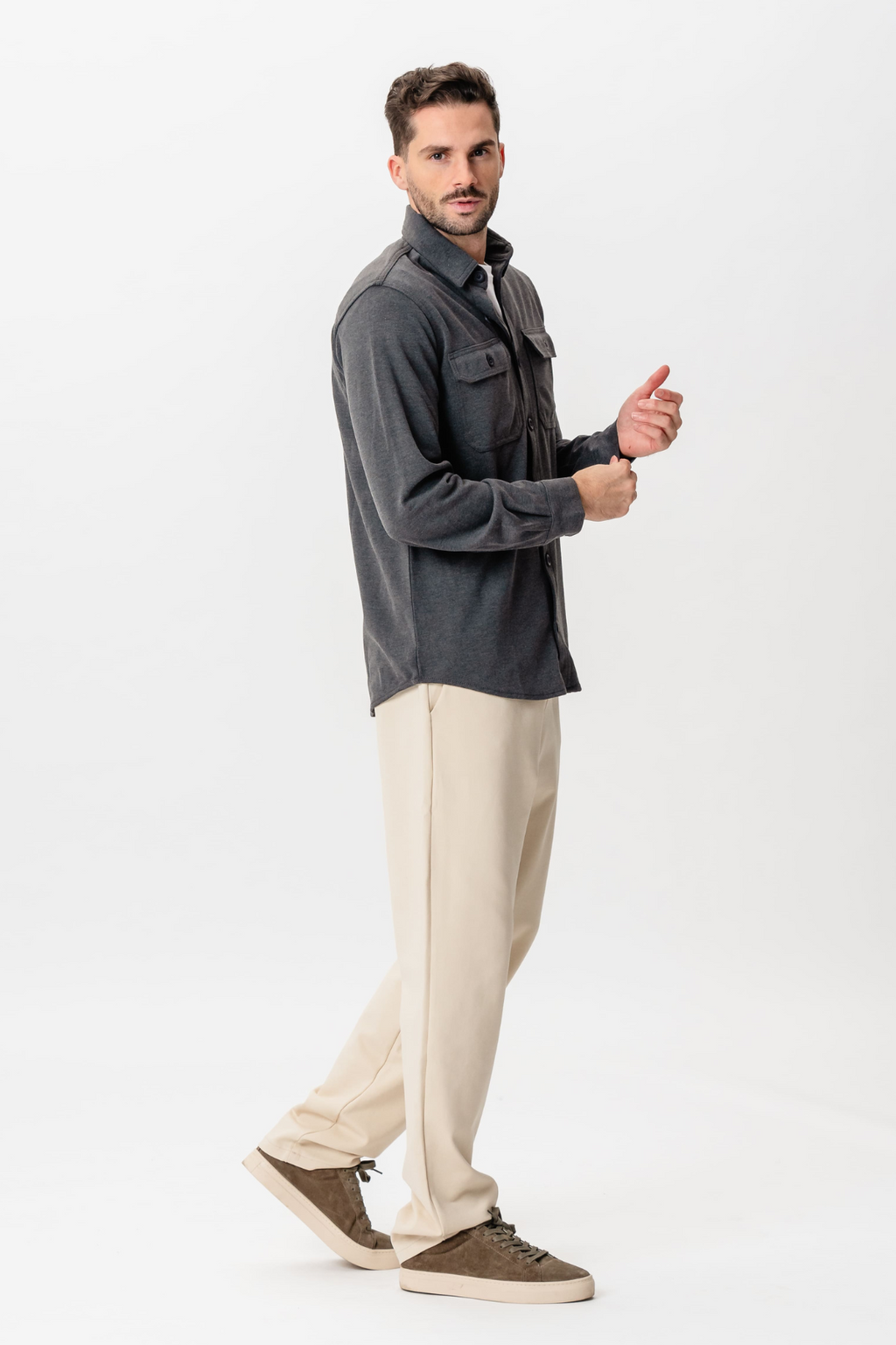 Performance Regular Overshirt - Kolgrå
