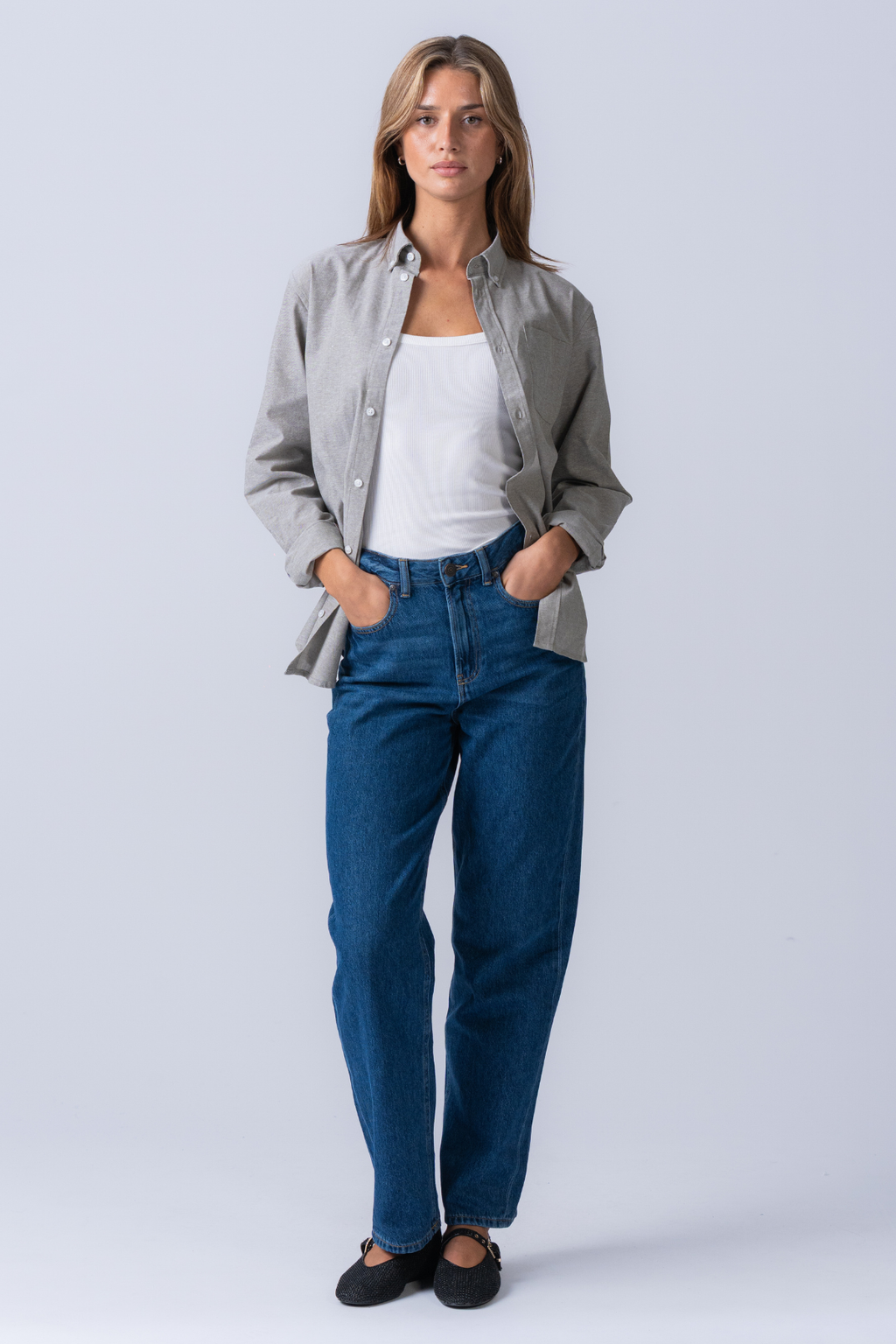 Boyfriend Oxfordskjorta - Grå