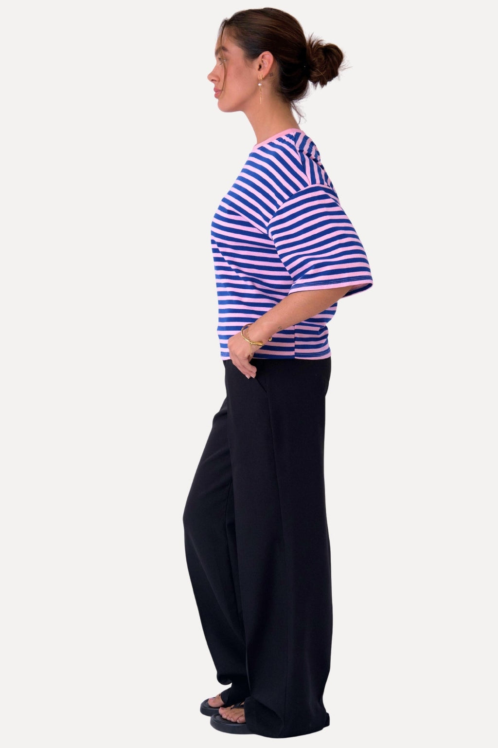 Zoe T-shirt - Blå/Ljusrosa