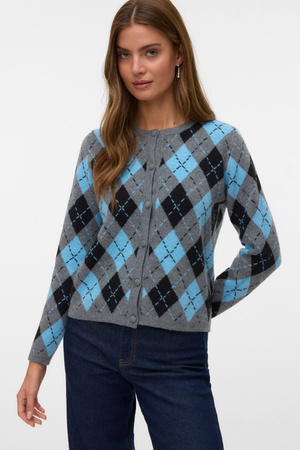 Giorgia O-Neck Cardigan - Mellangrå Melange