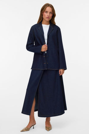 Kanika Jeanskavaj-skjorta - Mörkblå Denim