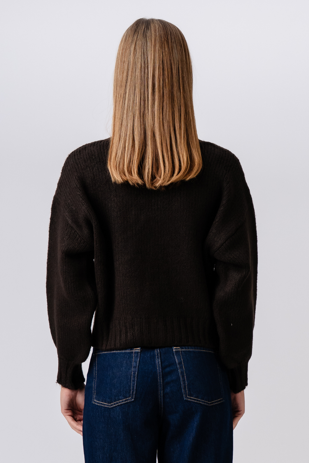 V-ringad Cardigan - Brun