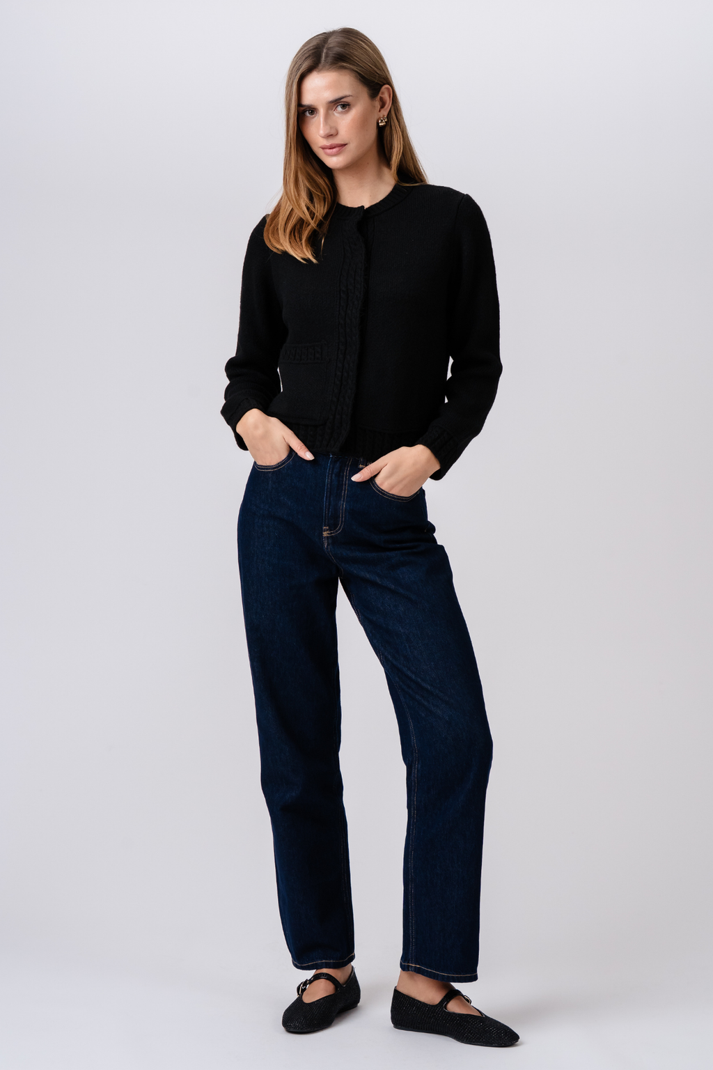 Emilie Stickad Cardigan - Svart