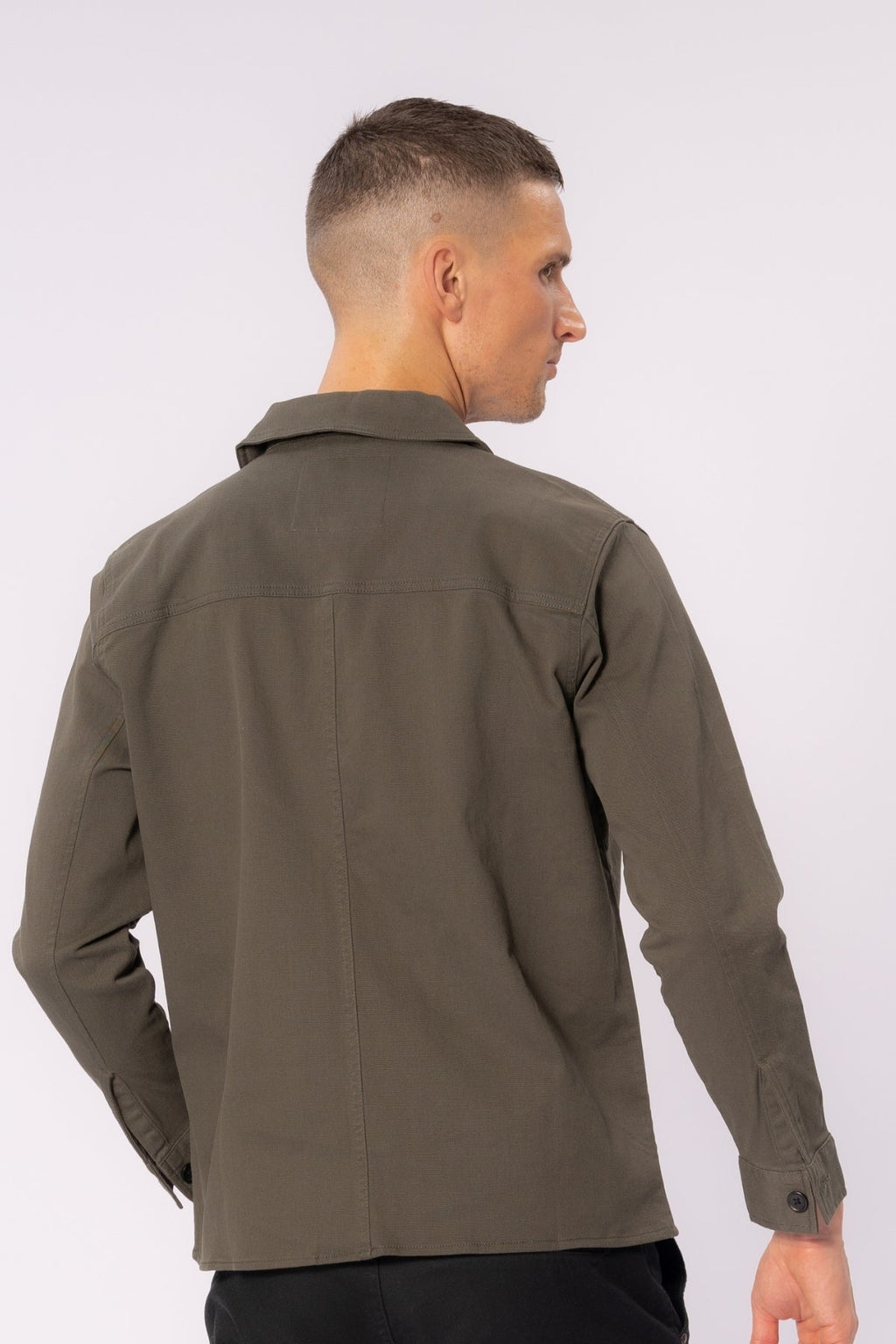 Twill Skjortjacka - Mörk Oliv