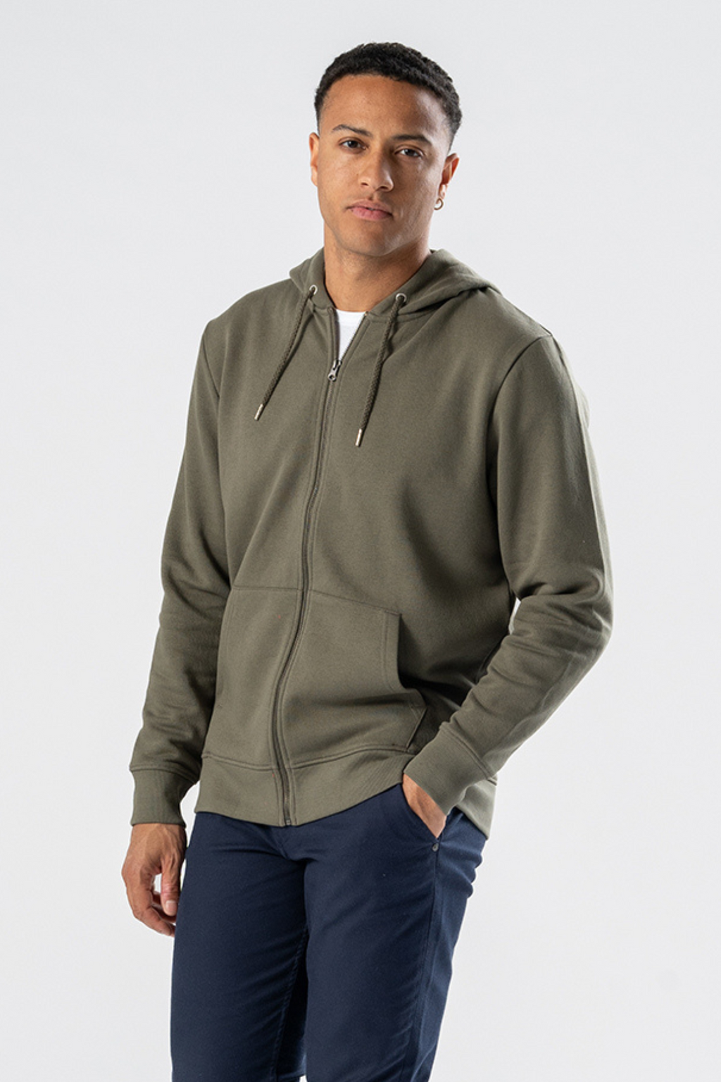 Zip Hoodie - Armégrön