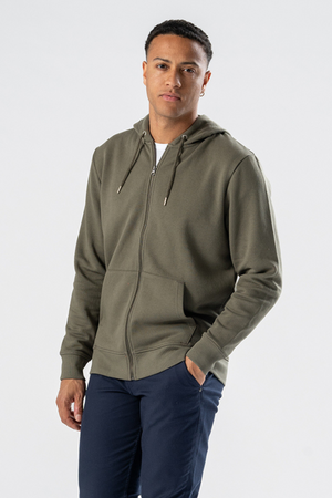 Zip Hoodie - Armégrön
