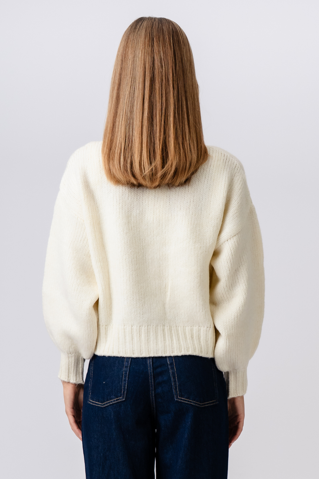 V-ringad Cardigan - Ecru