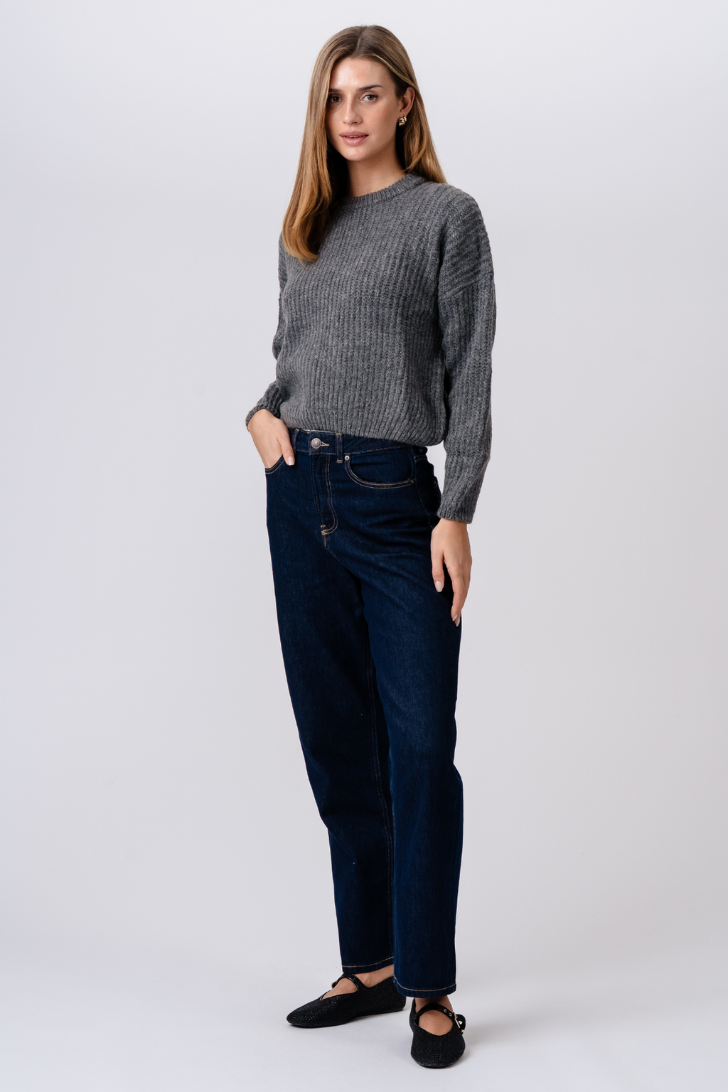 Gabriela Stickad Tröja - Grå