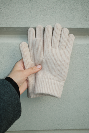 Stickade handskar - Beige