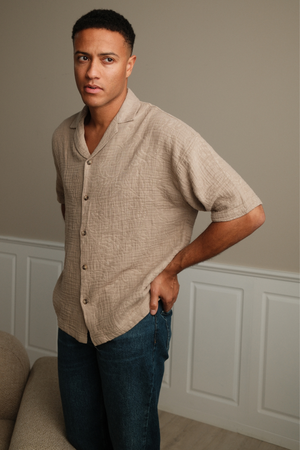 Kortärmad Skjorta - Sand