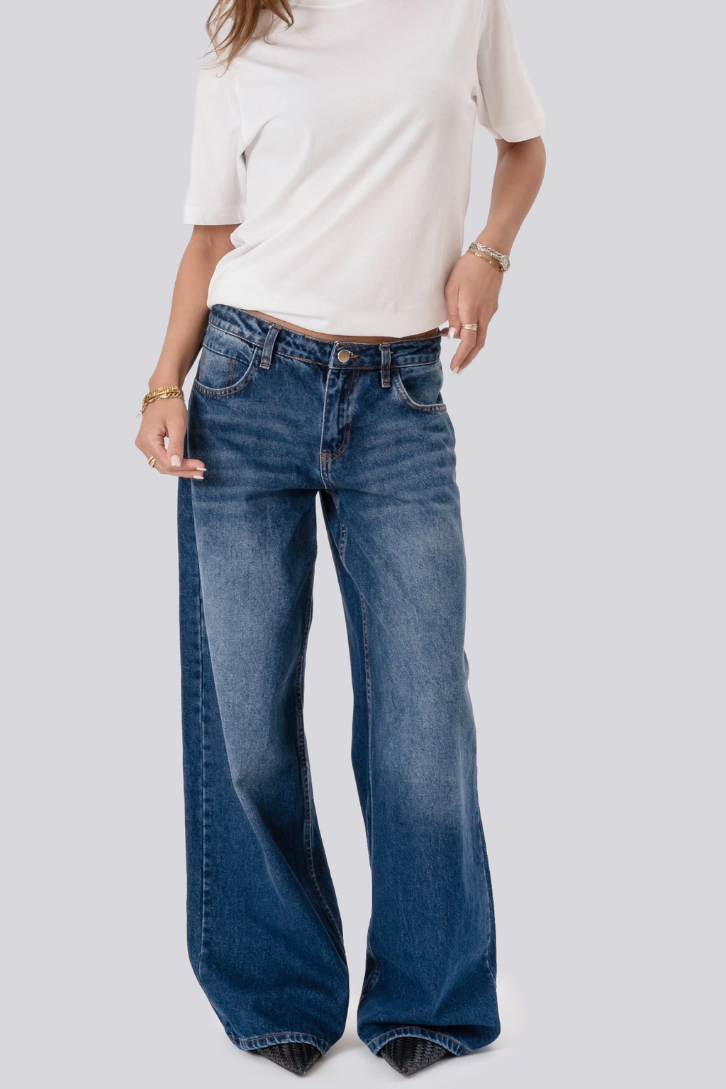Serena Baggy Jeans - Medium Blue