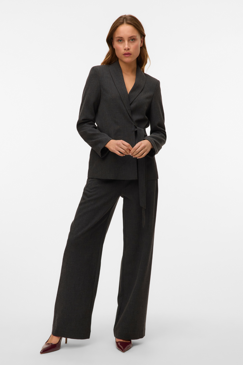 Bestie Wide Strap Pant - Mörk Grå Melange