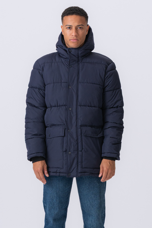 Lång Puffjacka - Navy