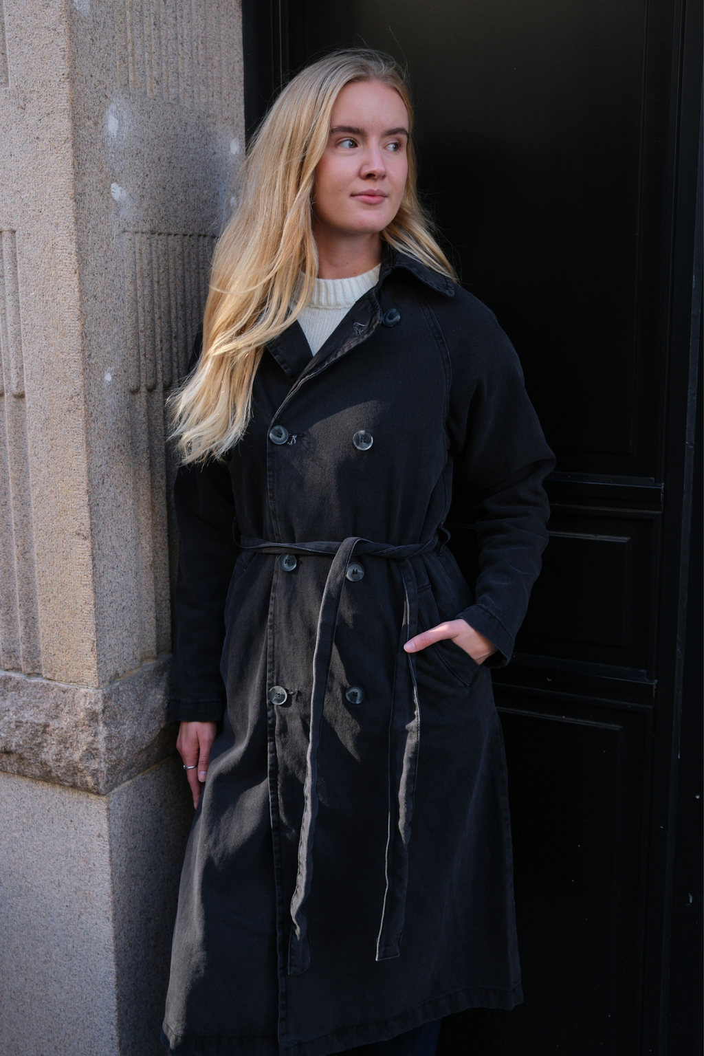 Trenchcoat i Denim - Antracit