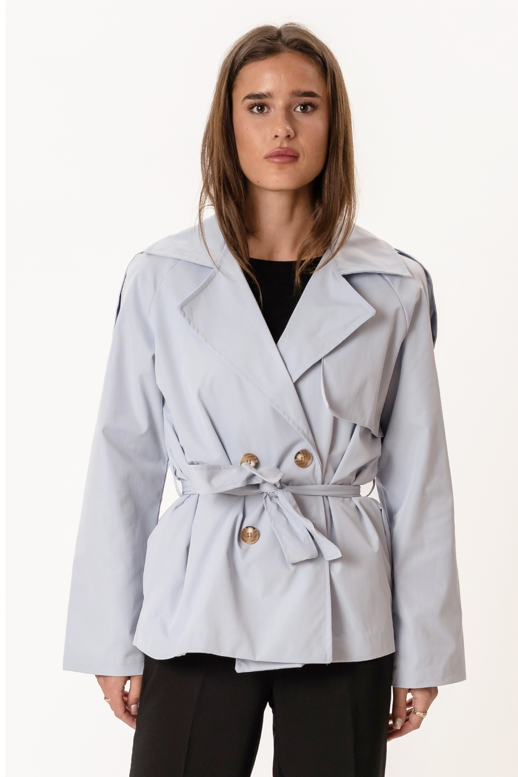 Sia Short Trenchcoat - ljusblå