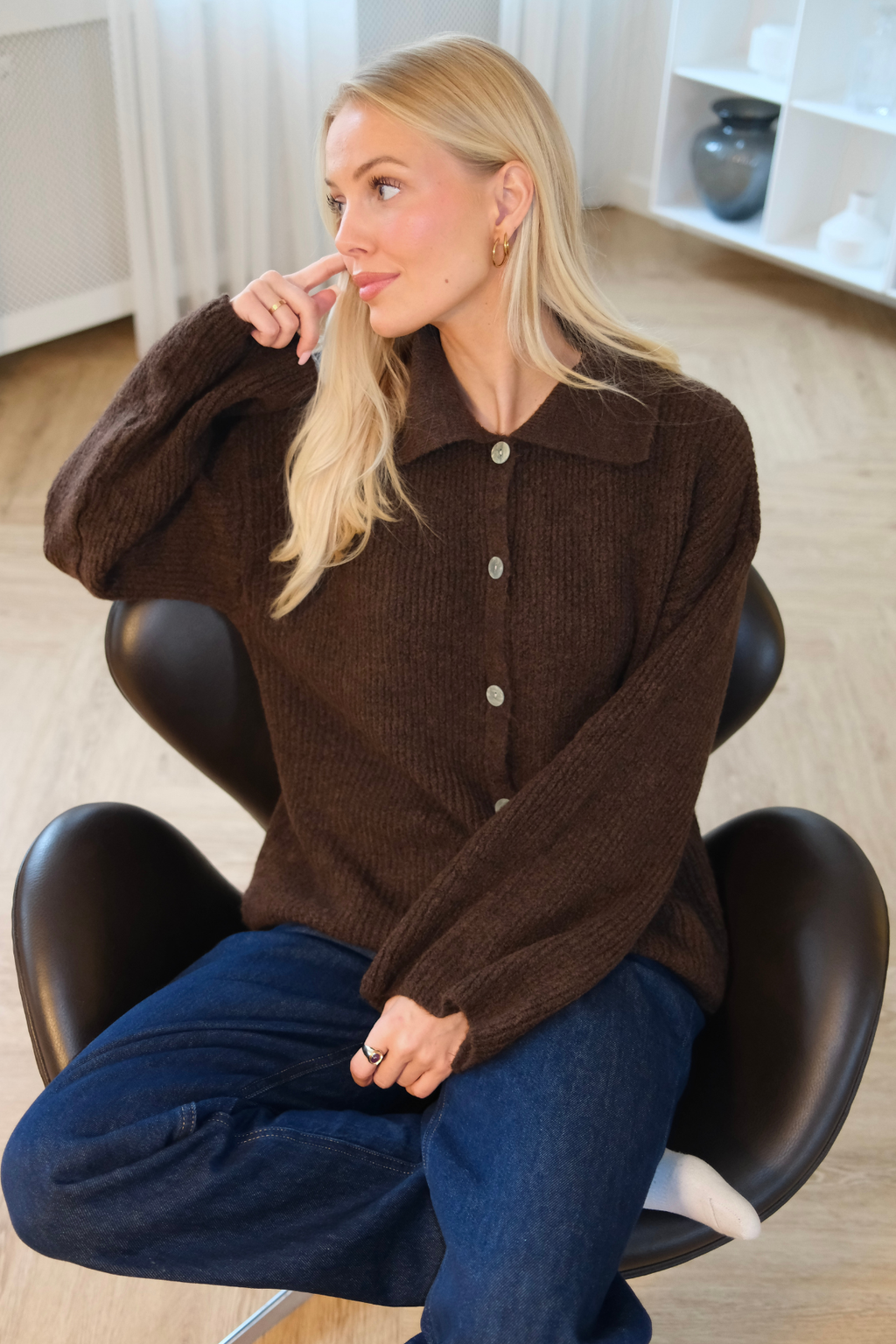 Josie Polotröja i Stickat - Brun