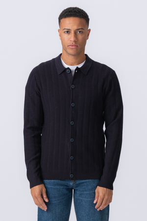 Arthur Stickad Cardigan - Dark Navy
