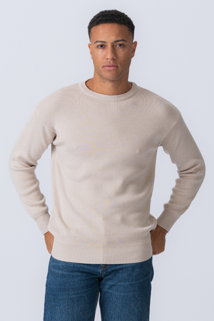 Crewneck Knit Sweater - Ljusbeige