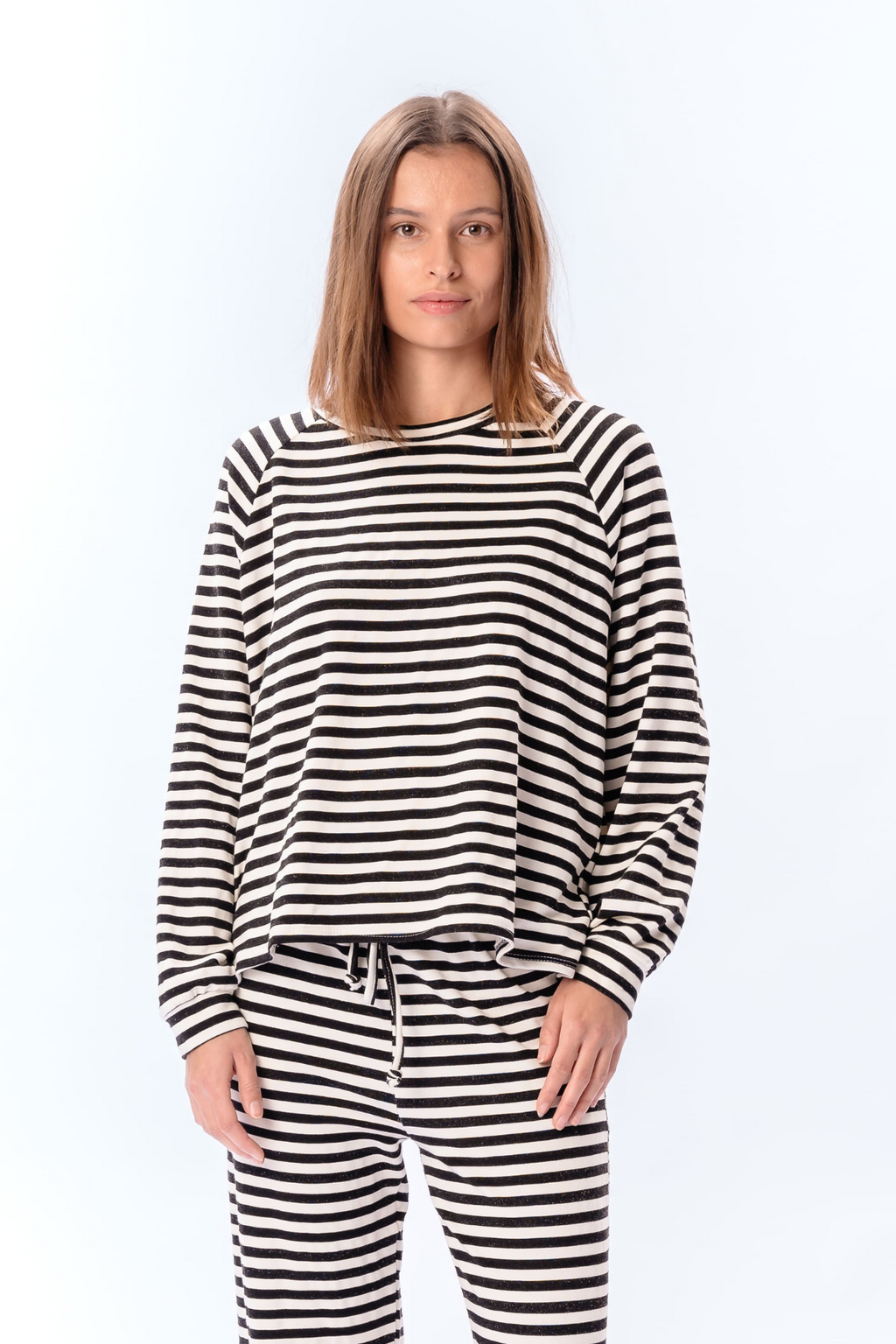 Strippad Långärmad Regular Fit - Svart