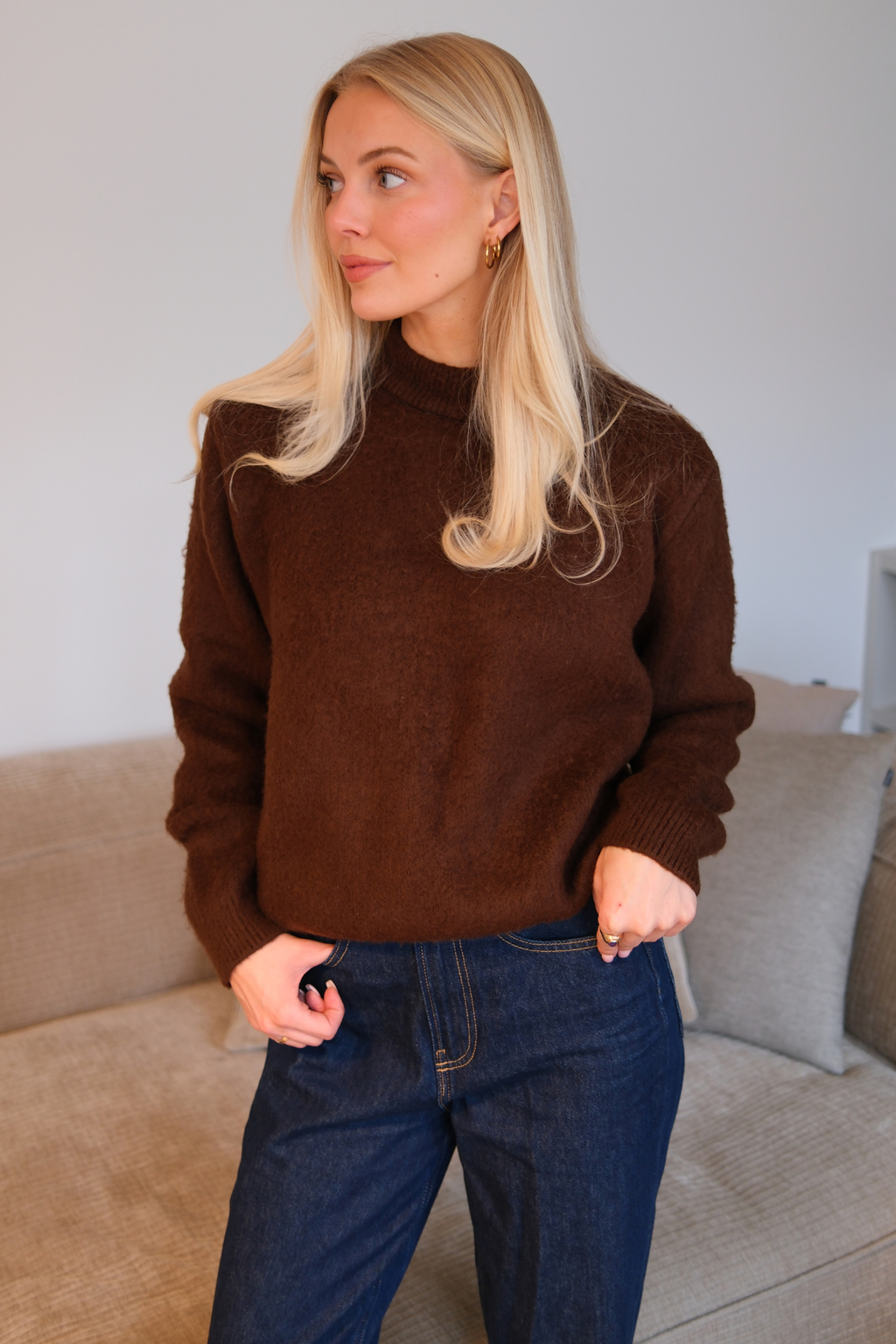Hazel Stickad Tröja - Brun