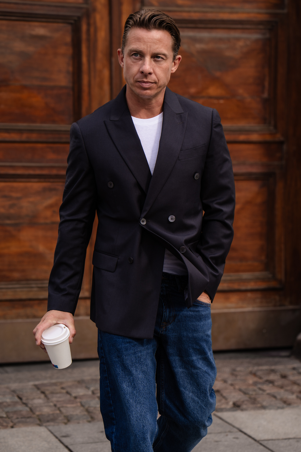 Premium Dubbelknäppt Kavaj - Svart