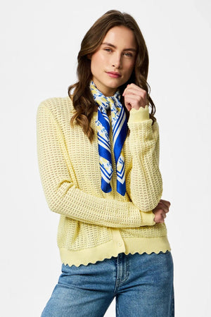 Scout O-Neck Stickad Cardigan - French Vanilla