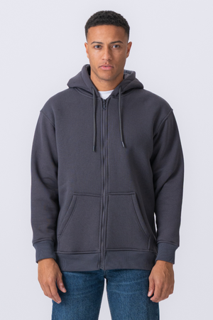 Relaxed Zip Hoodie - Mörkgrå