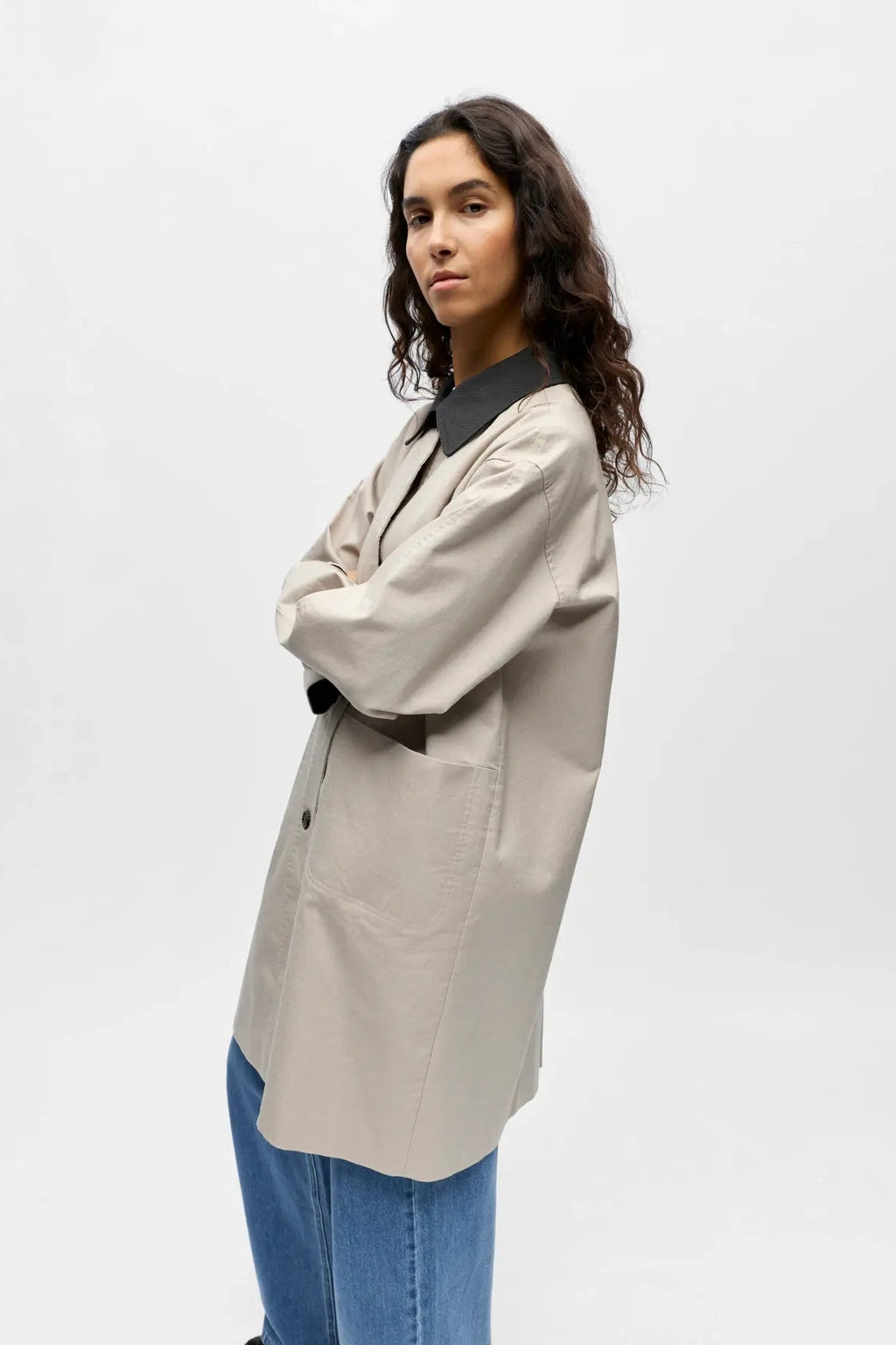 Alora Lång Trenchcoat - Birch Magnet