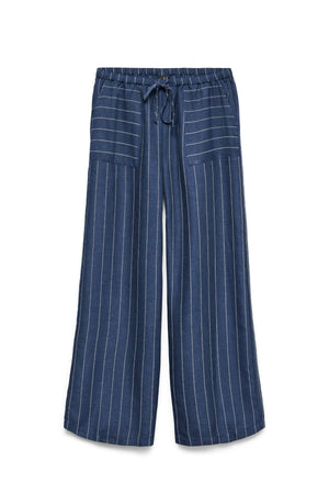Odette Wide Byxor - Mörk Denim / Vit