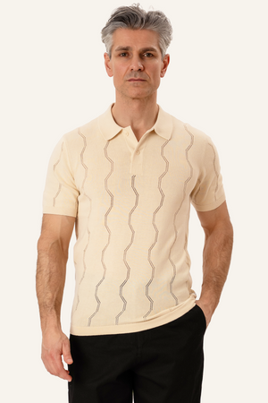 Duran Stickad Polo - Sand