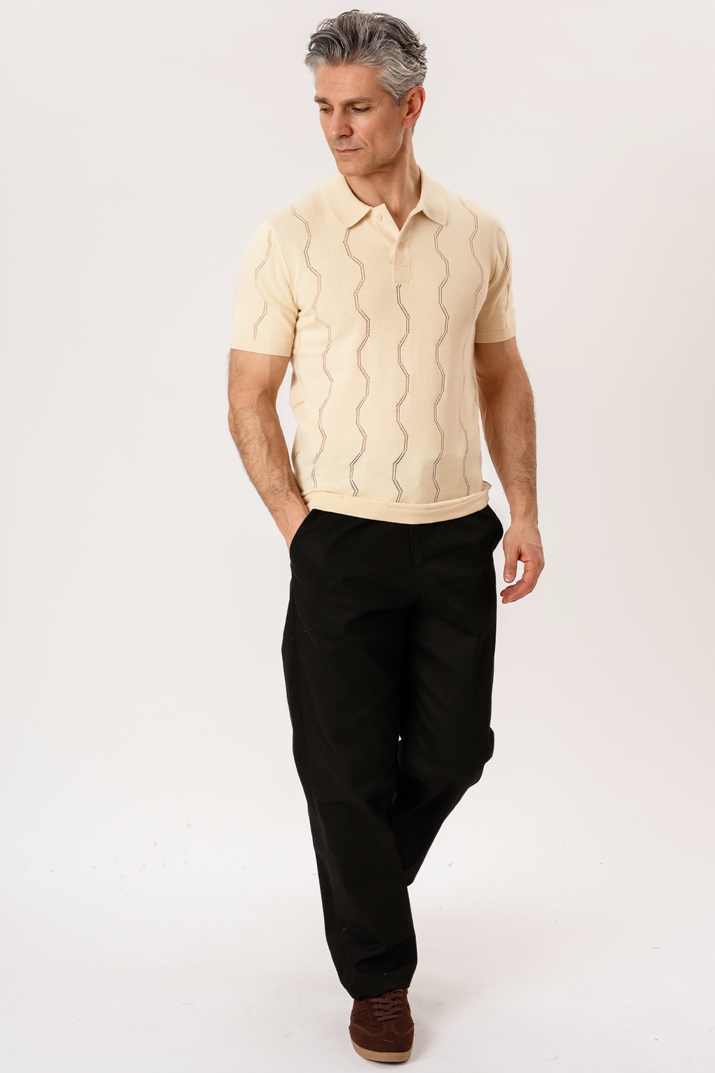 Duran Stickad Polo - Sand