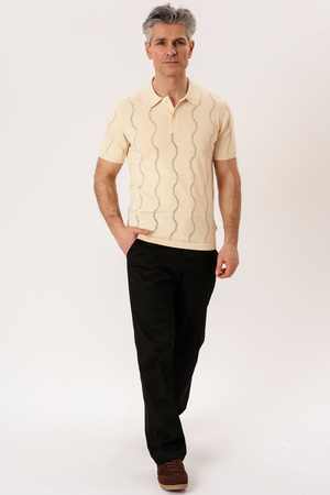 Duran Stickad Polo - Sand