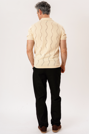 Duran Stickad Polo - Sand