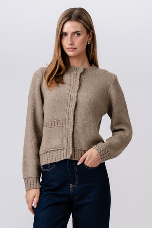 Emilie Stickad Cardigan - Brun