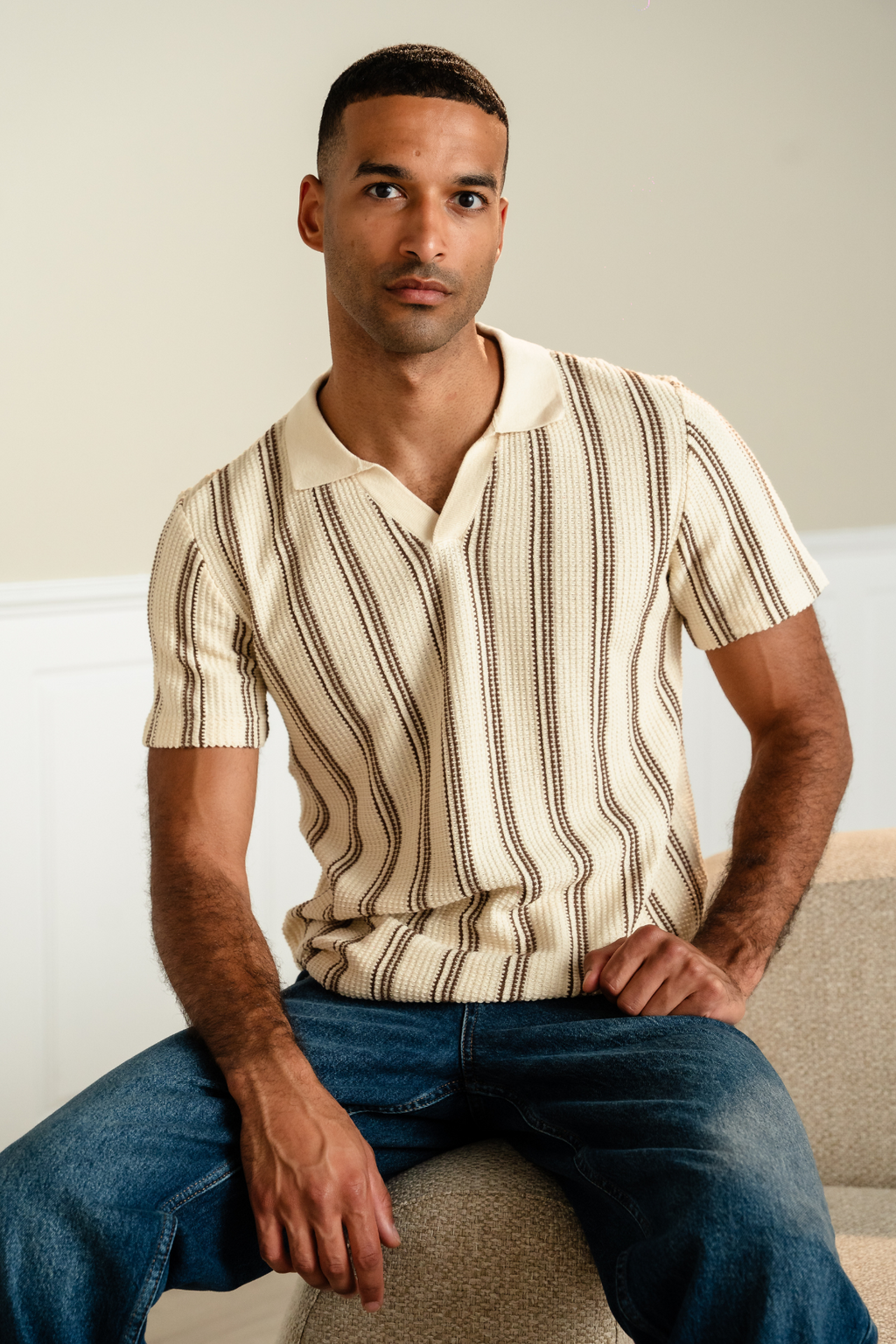 Randig Tröja - Sand