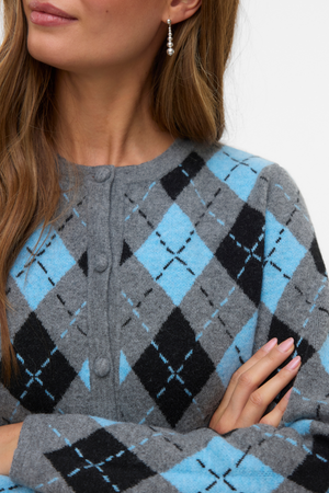 Giorgia O-Neck Cardigan - Mellangrå Melange